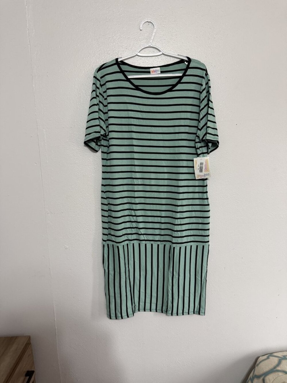 NWT LuLaRoe Julia Mint Black Stripe Dress 3XL 💚